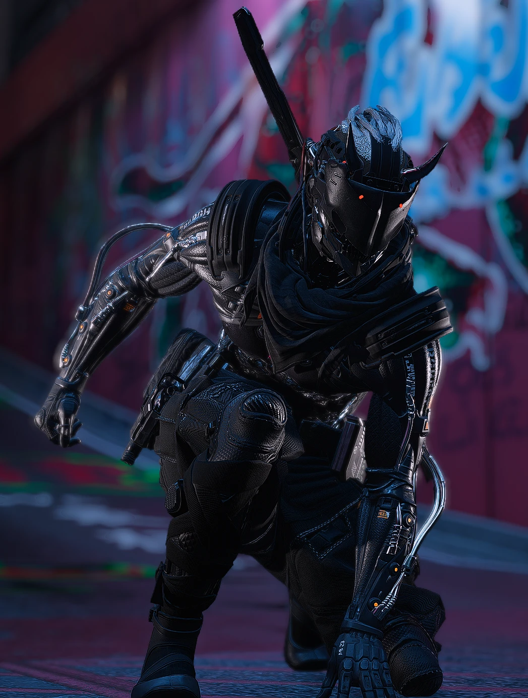 Cyborg Ninja mask and tactical gear in Cyberpunk 2077
