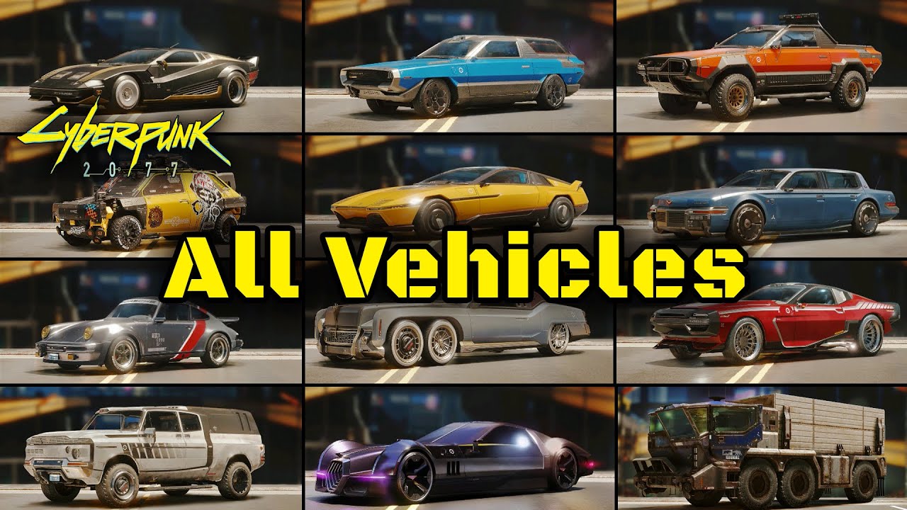 Cyberpunk 2077 Autofixer UI showing various cars for sale