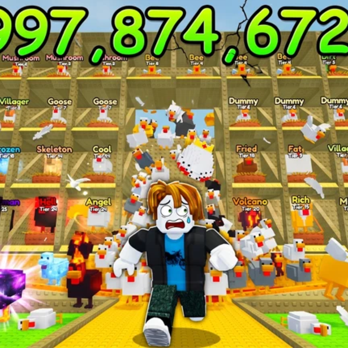 Chicken Farm birds and merging interface