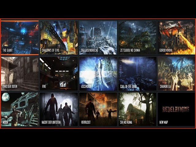 Collage of various Black Ops 3 Zombies maps including Revelations and remasters