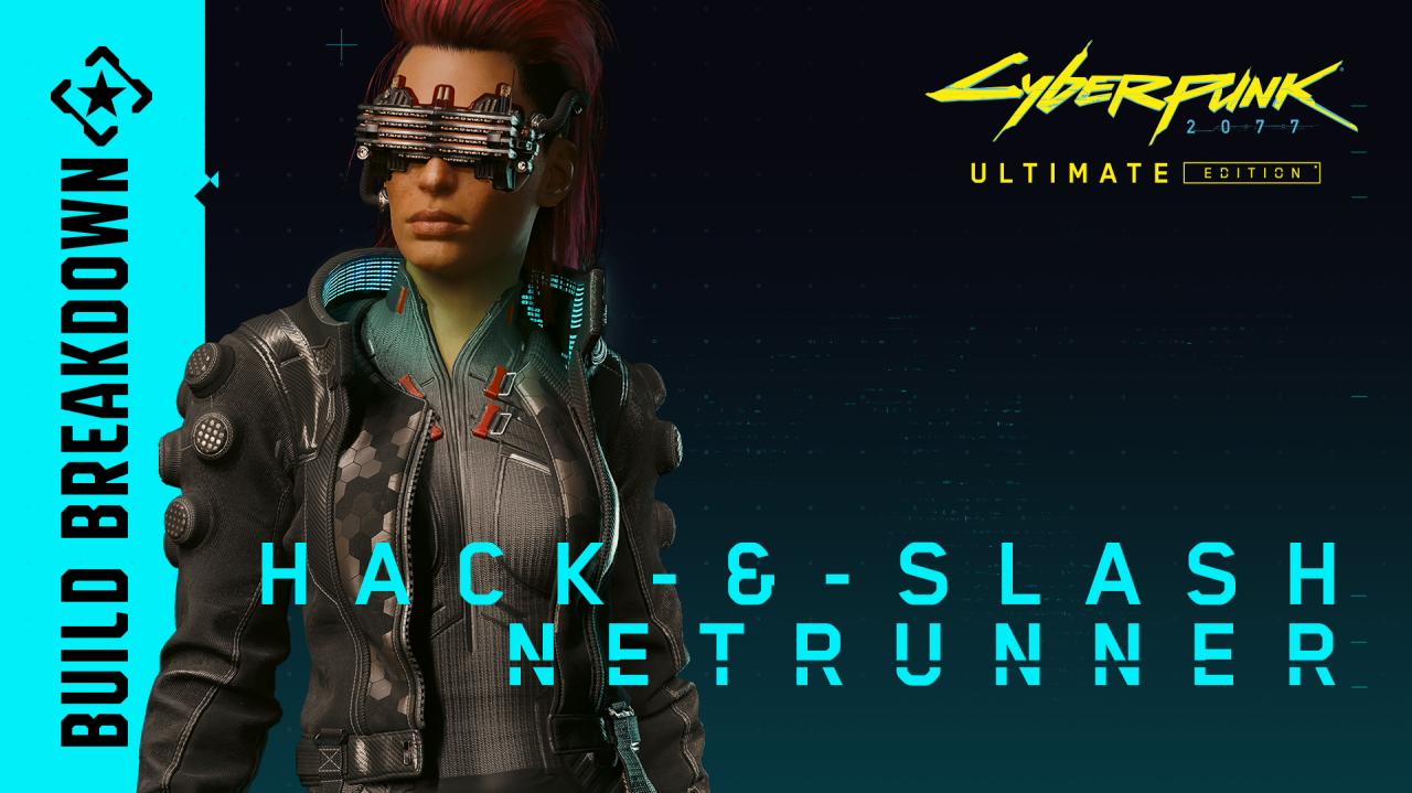 Netrunner build interface showing quickhack queue and overclock status