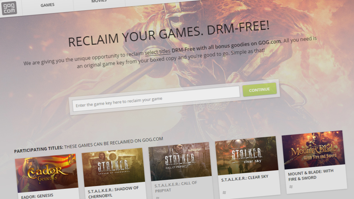 GOG storefront showing DRM-free STALKER copies
