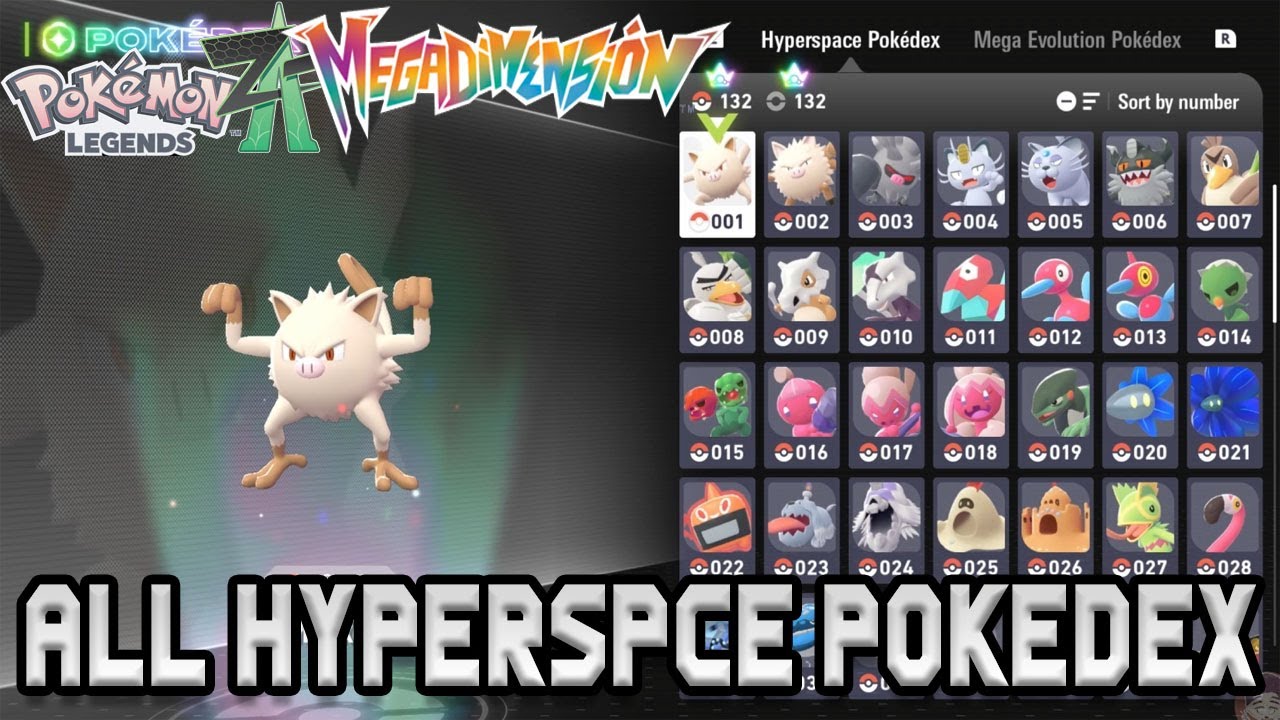 Complete Hyperspace Pokédex in Pokémon Legends Z-A showing Hoopa portals