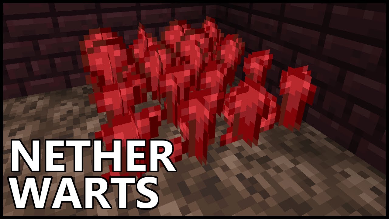 Nether Wart growing in a Nether Fortress garden next to a stairwell