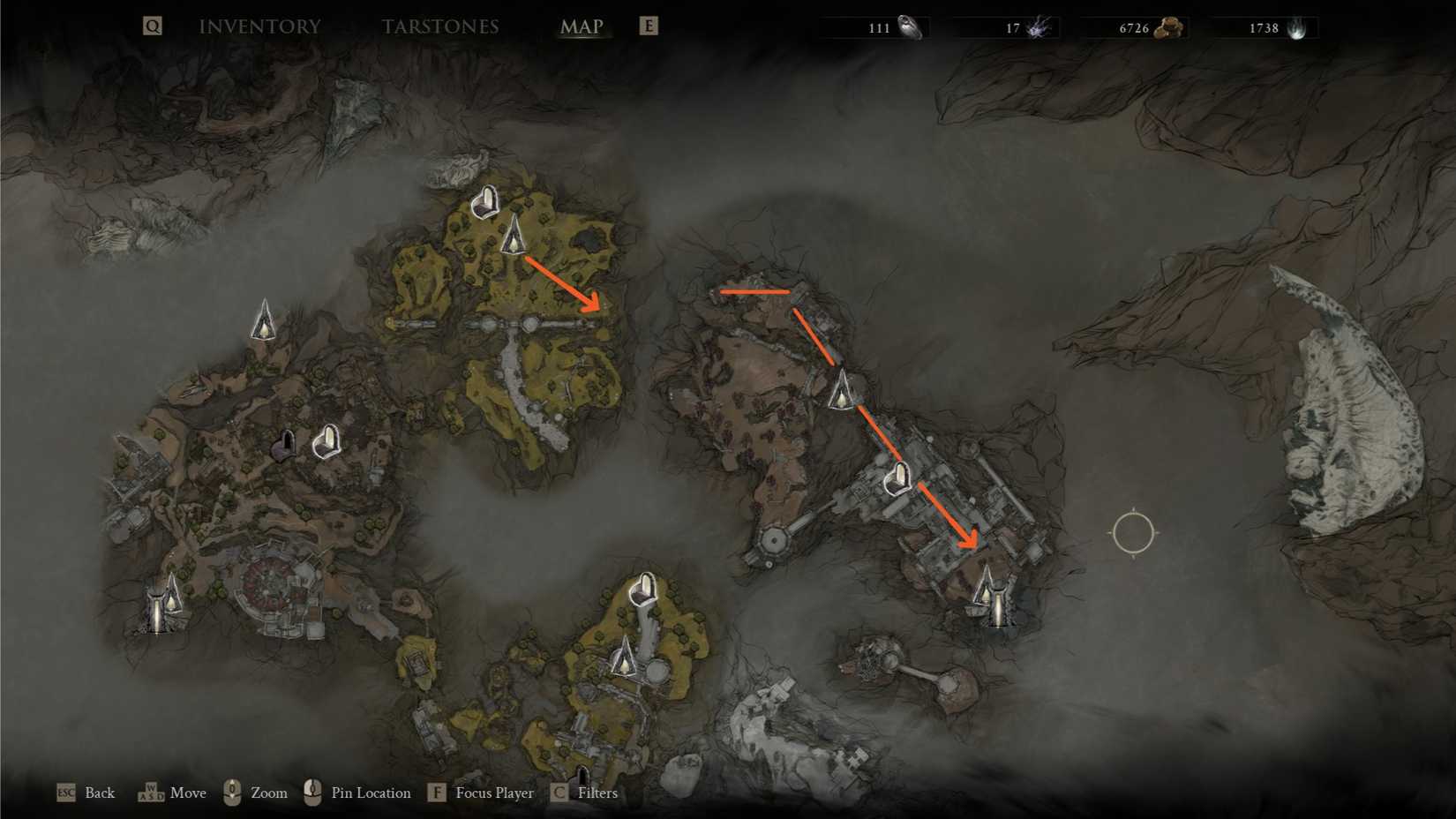 Map path to Sester's Bastion in Mortal Shell 2