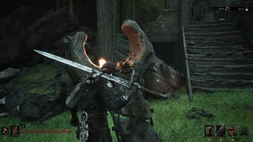 The first candle location in Mushroom Village near the stonework