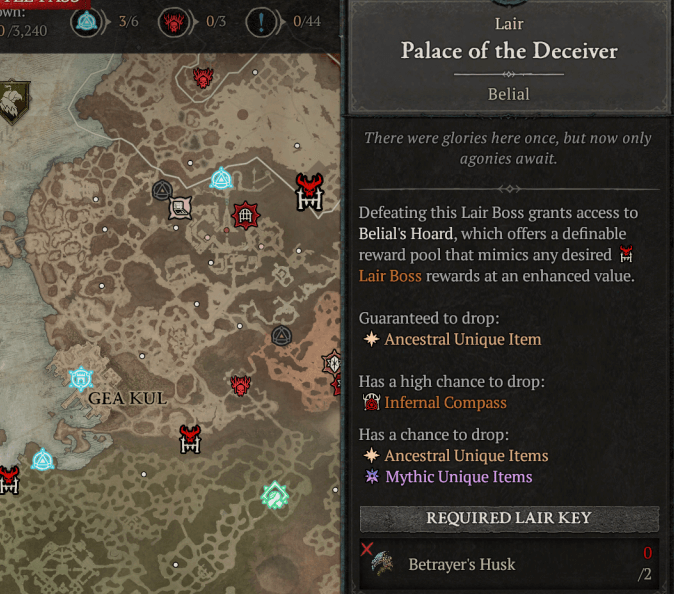 Belial Boss Loot Table and Wildcard Mechanic UI