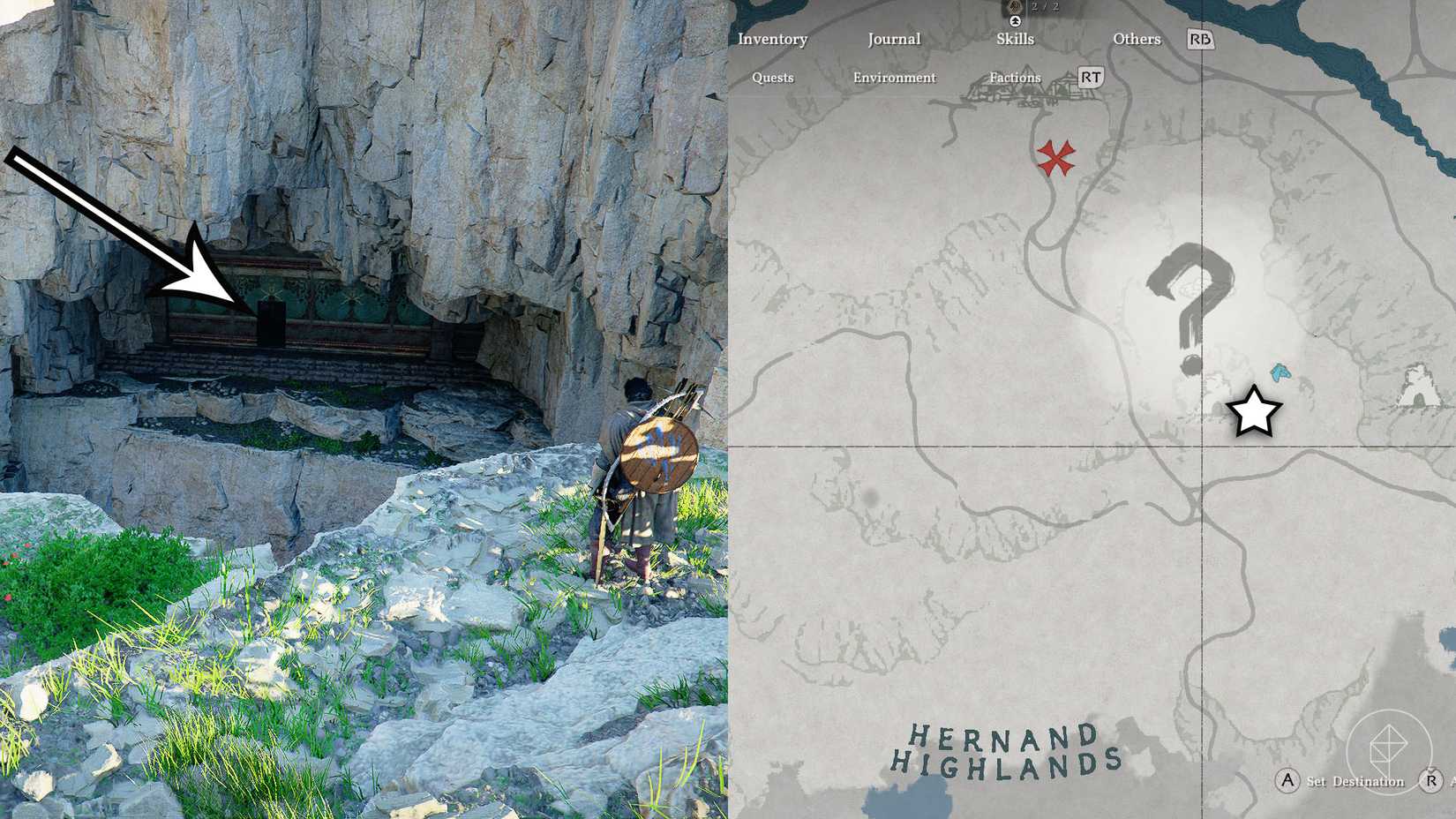Map location of the Dragon Stone Chamber in Hernand Highlands Crimson Desert