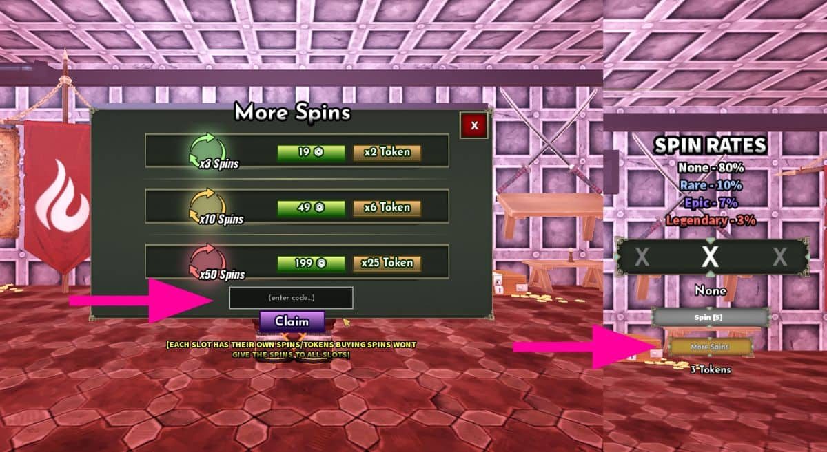 Redemption screen in Bending Grounds showing the More Spins button location
