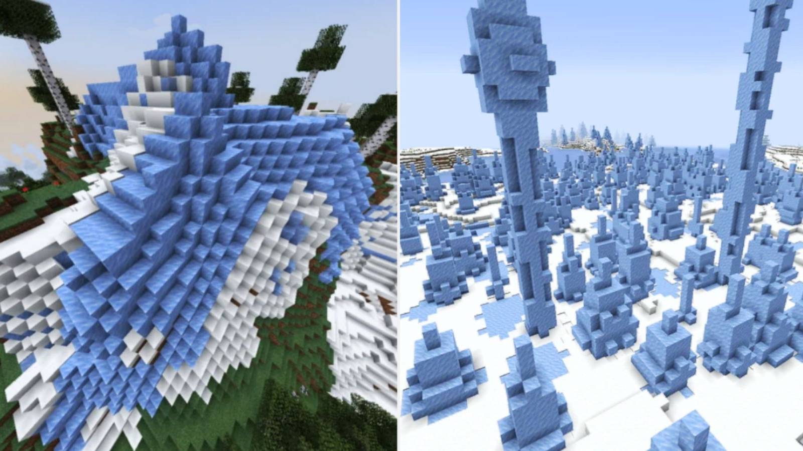 Minecraft Ice Spikes and Frozen Peaks Biome
