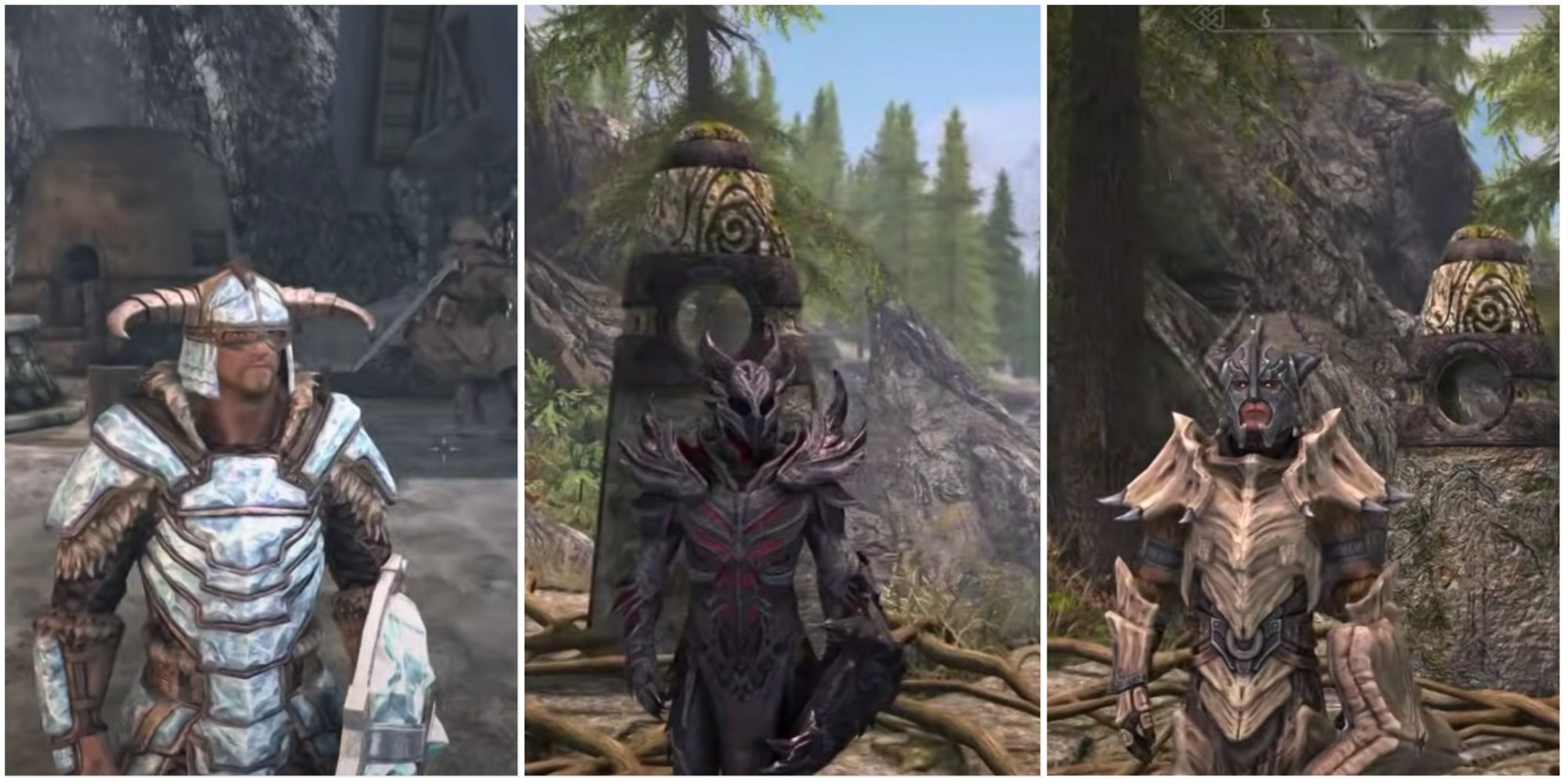 Comparison of various heavy armor sets in Skyrim including Ebony and Orcish