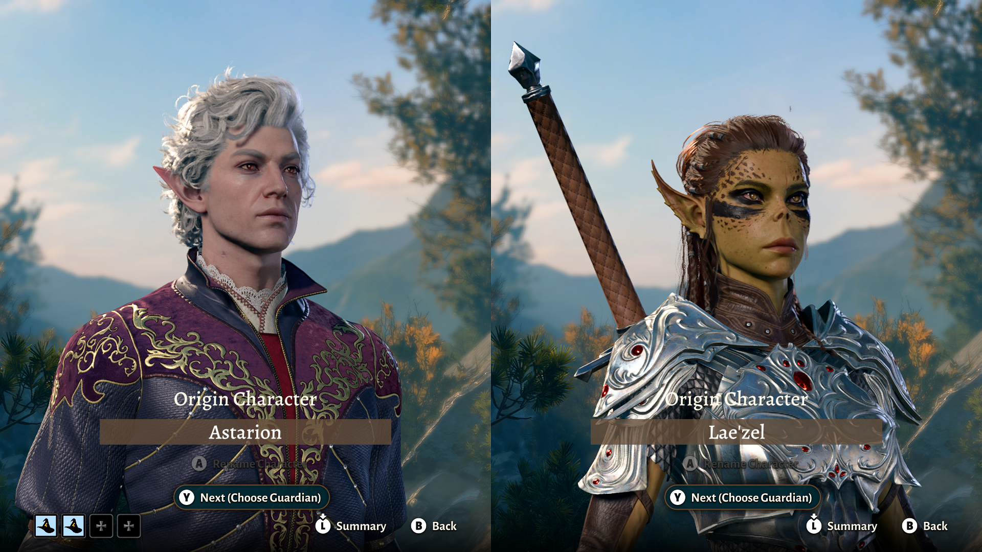 Baldur's Gate 3 split screen character naming menu