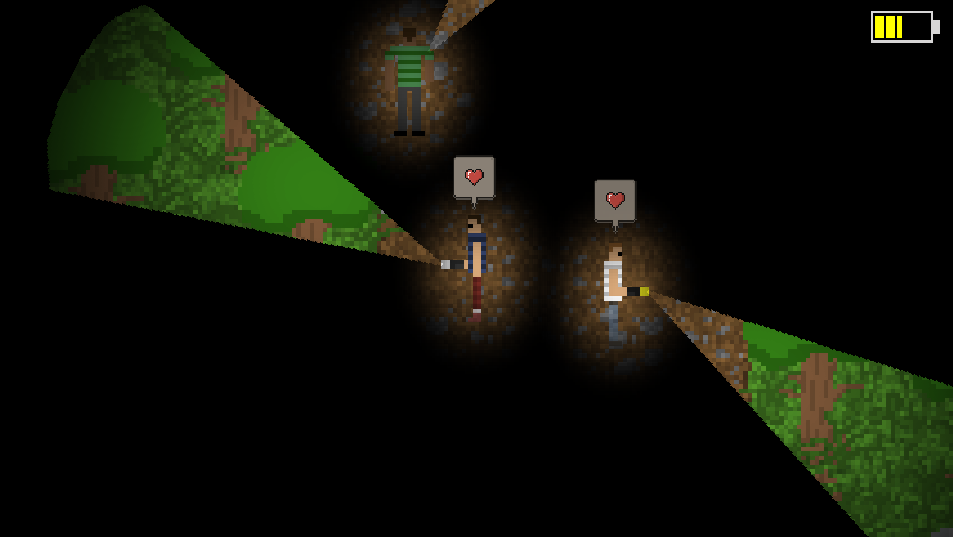 Slender Multiplayer gameplay screenshot showing dark forest and flashlight