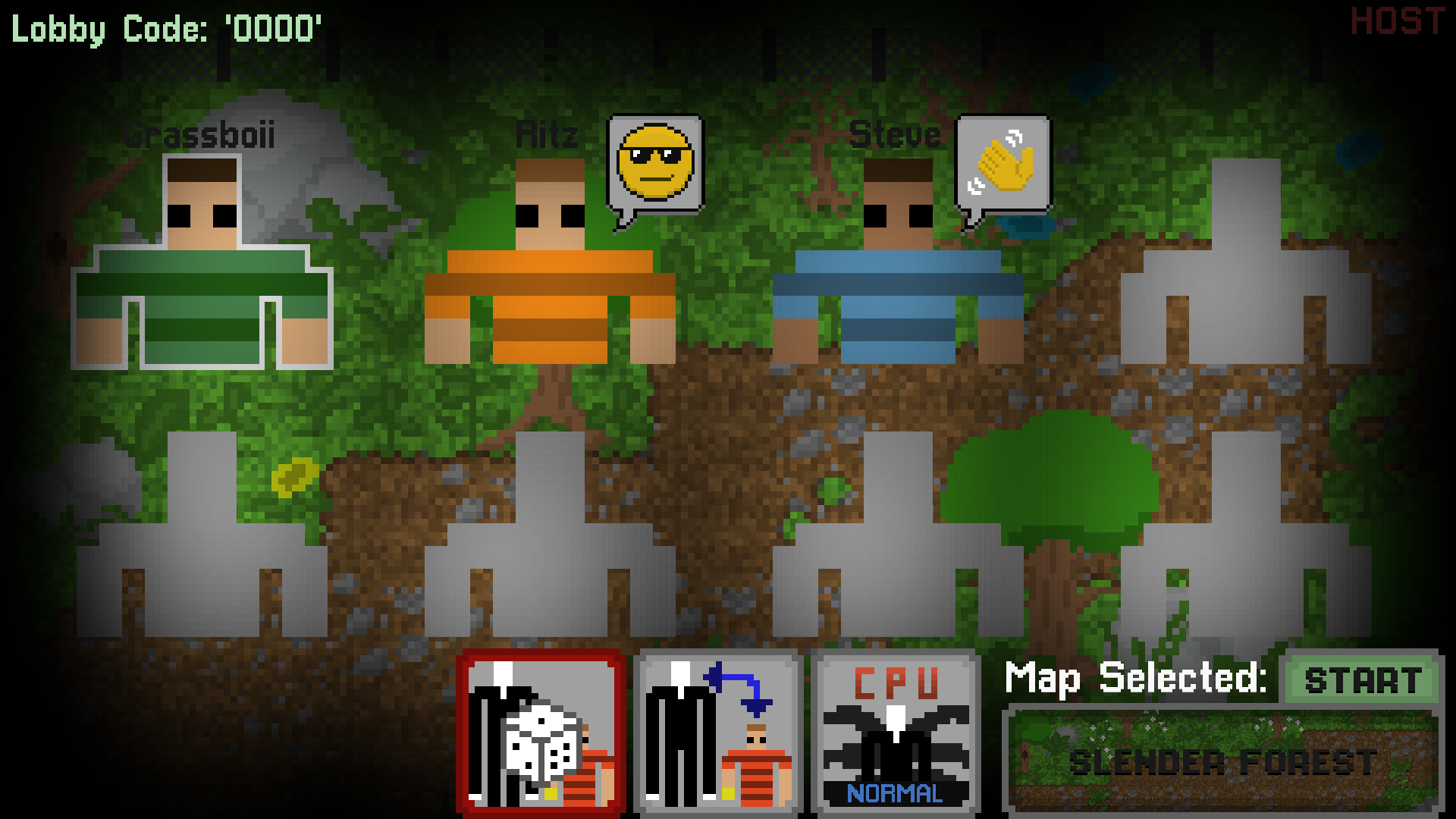 Slender Multiplayer character selection and lobby screen