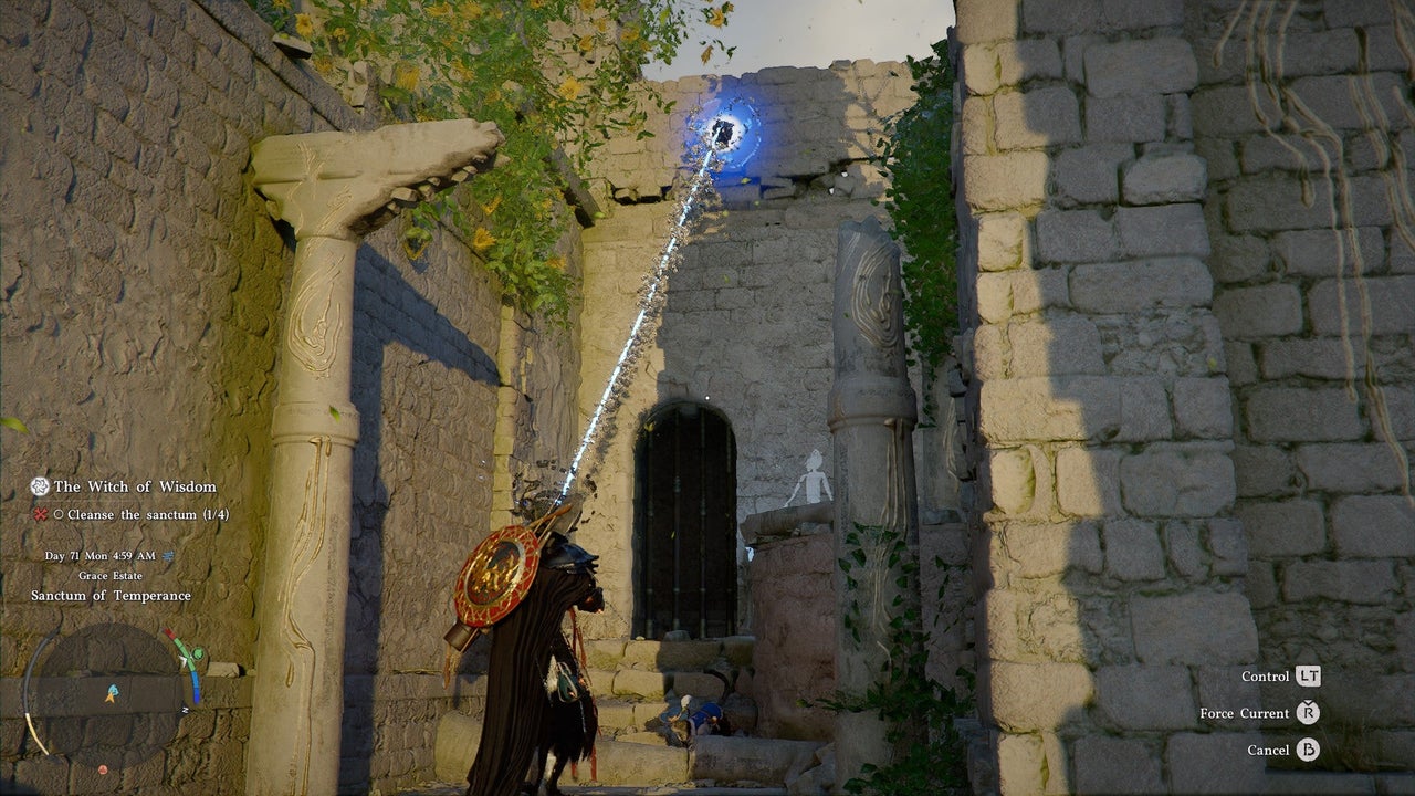 The rhythm light puzzle interface in the Sanctum of Temperance