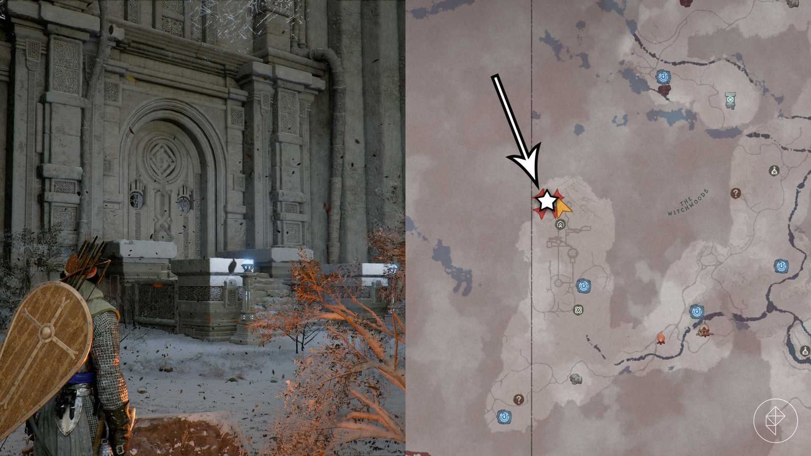 Player character hanging from a symbol bar in the Spire of the Stars