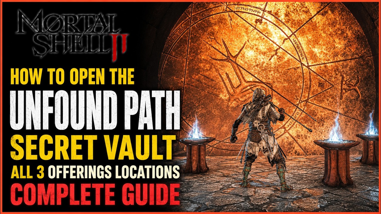 Visual guide showing the locations of the three offerings for the Secret Vault in Mortal Shell 2