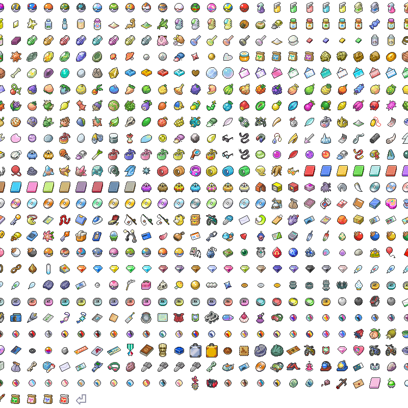 Classic Generation 1 Pokémon items including Poké Balls and Potions