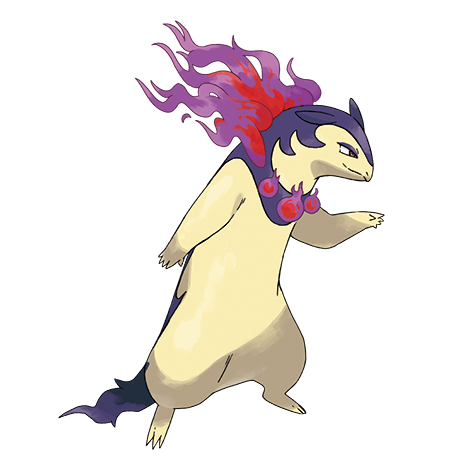 Official Hisuian Typhlosion artwork showing Fire and Ghost typing