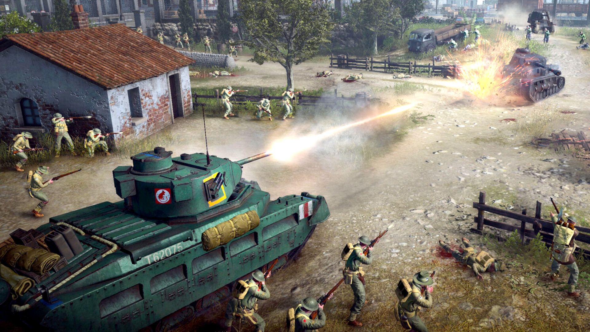 Tanks engaging in combat in Company of Heroes 3