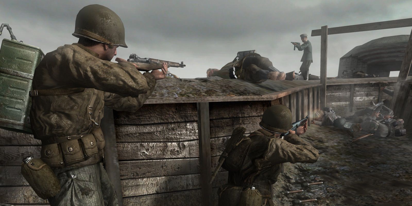 A squad of soldiers in Call of Duty 2