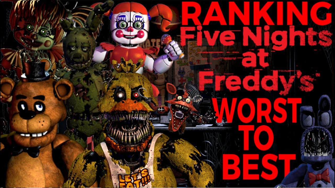Ranking of various Five Nights at Freddy's animatronics and game covers