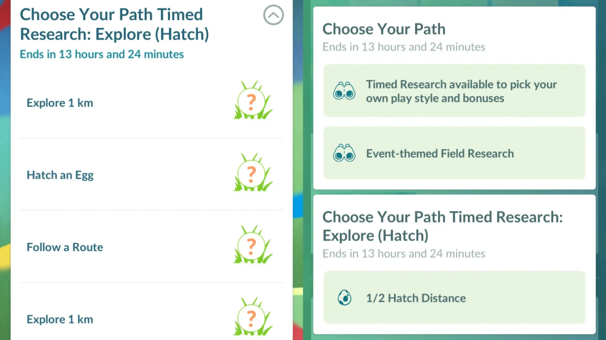 Comparison of Fossil Fun research choices in Pokemon GO