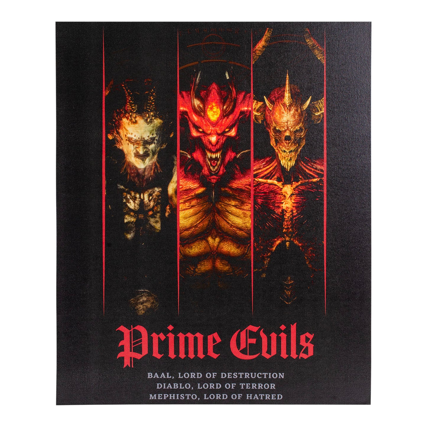 The three Prime Evils Mephisto Baal and Diablo standing together