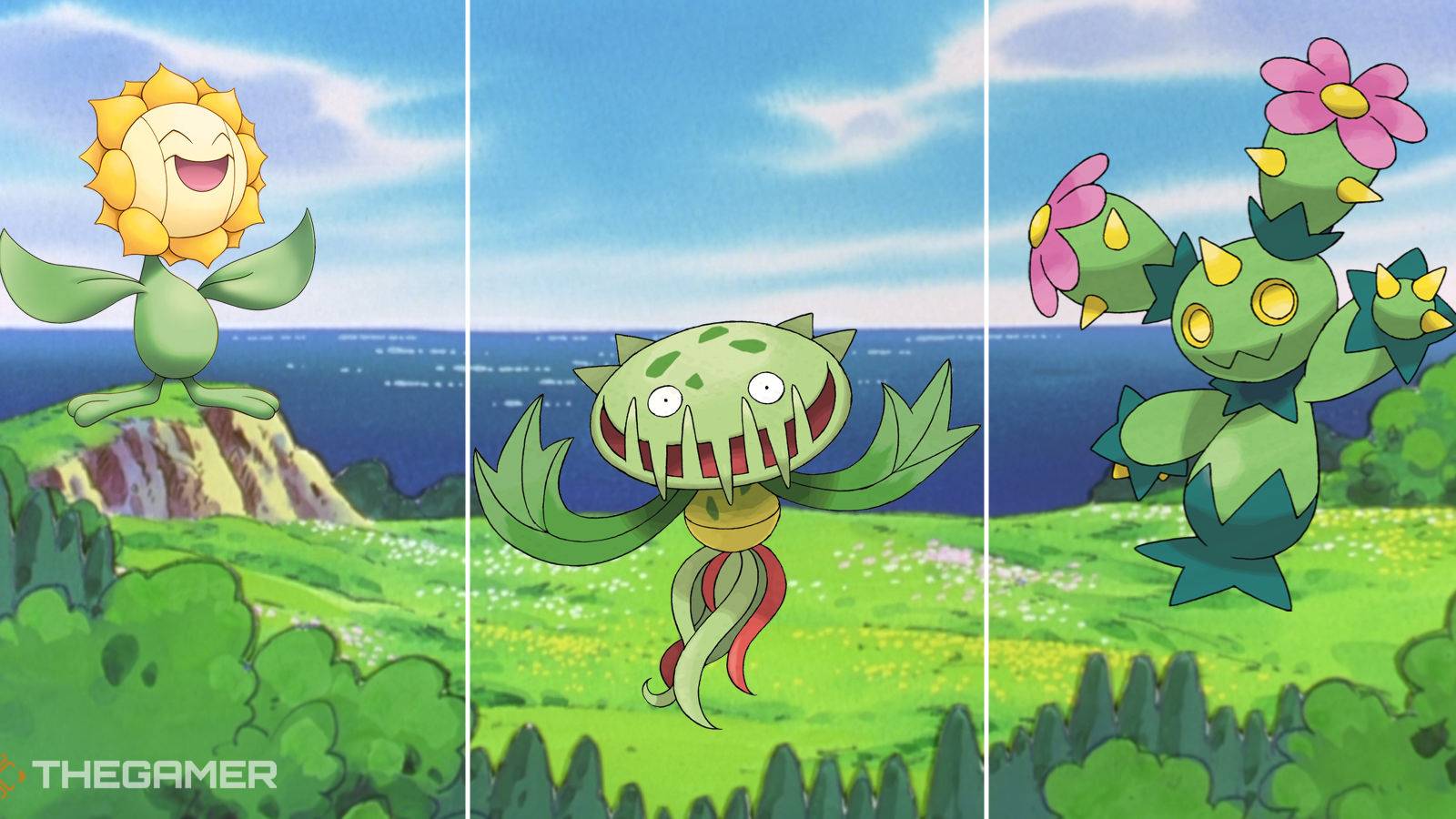 Various Pokémon designs based on real-world plants