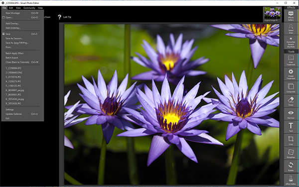 Anthropics Smart Photo Editor user interface showing thumbnail history bar