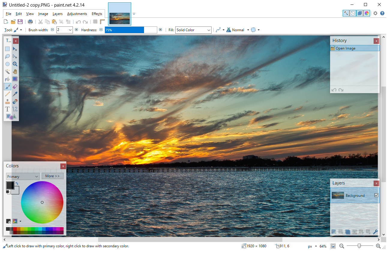 Paint.net interface showing layers and tools