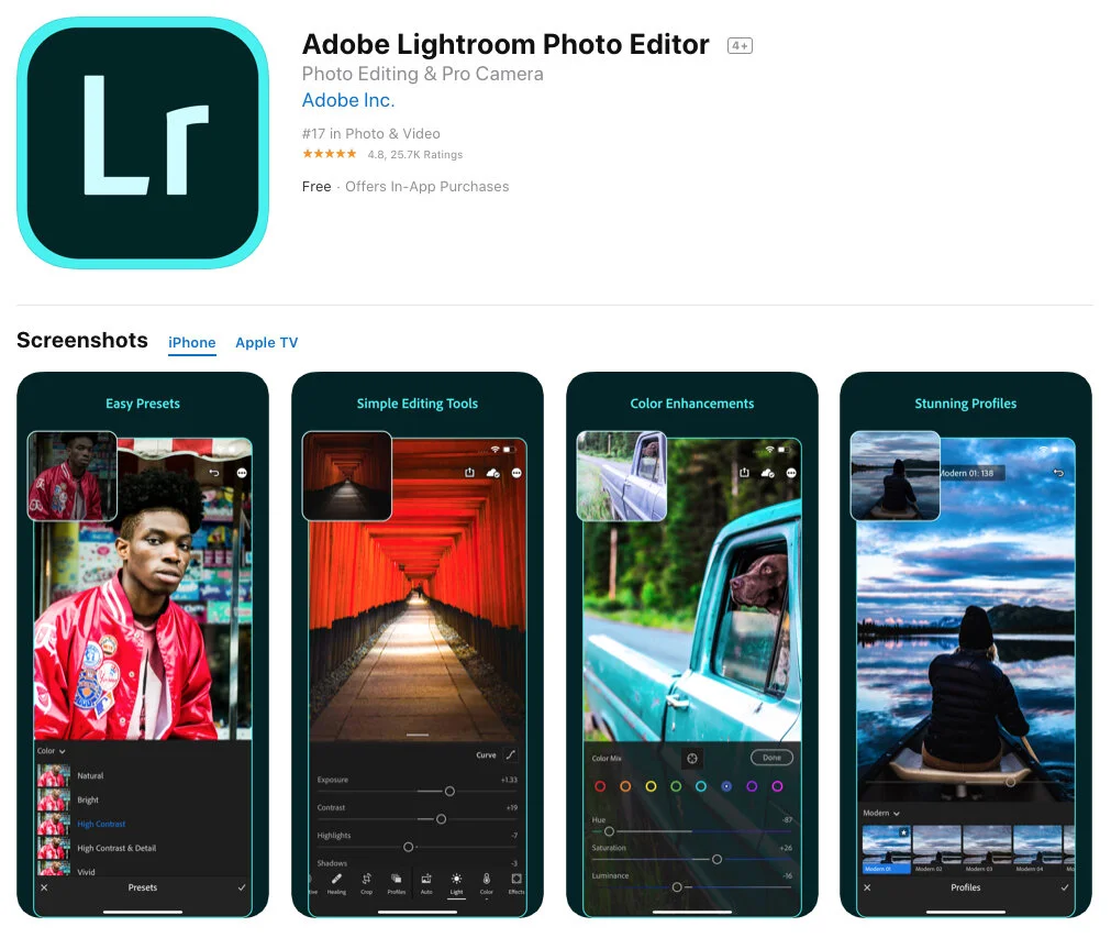 Lightroom Mobile interface showing professional HSL sliders and color grading tools