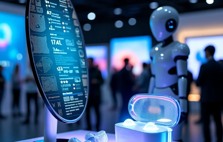 A collection of modern AI gadgets including wearables and smart home devices