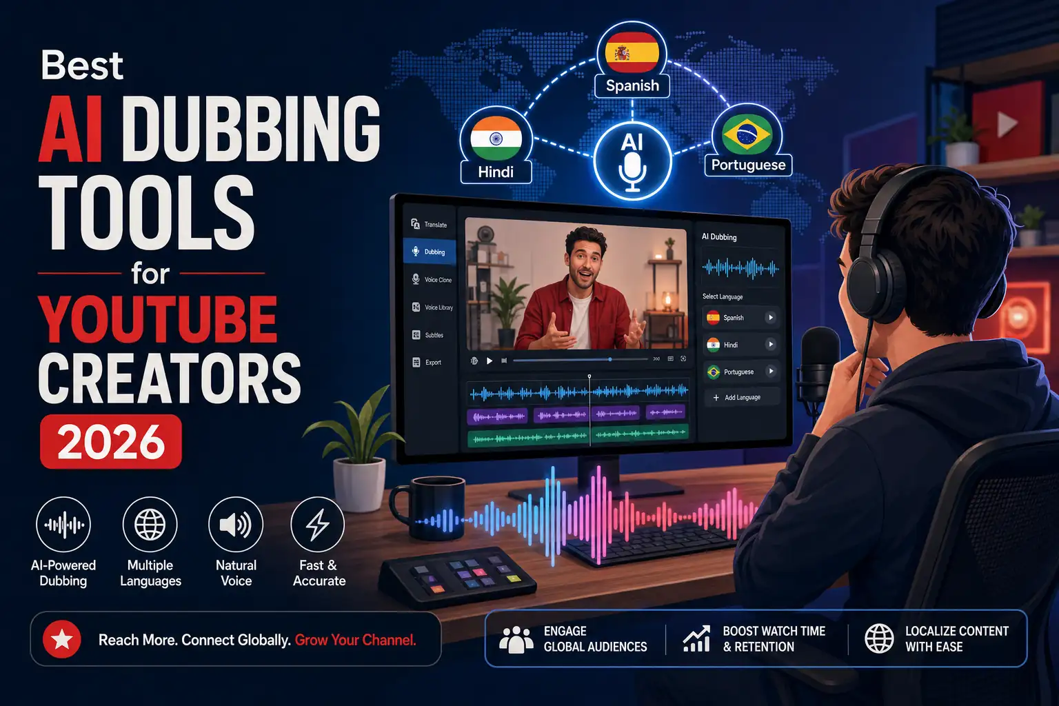 Comparison of AI dubbing tools for YouTube creators in 2026