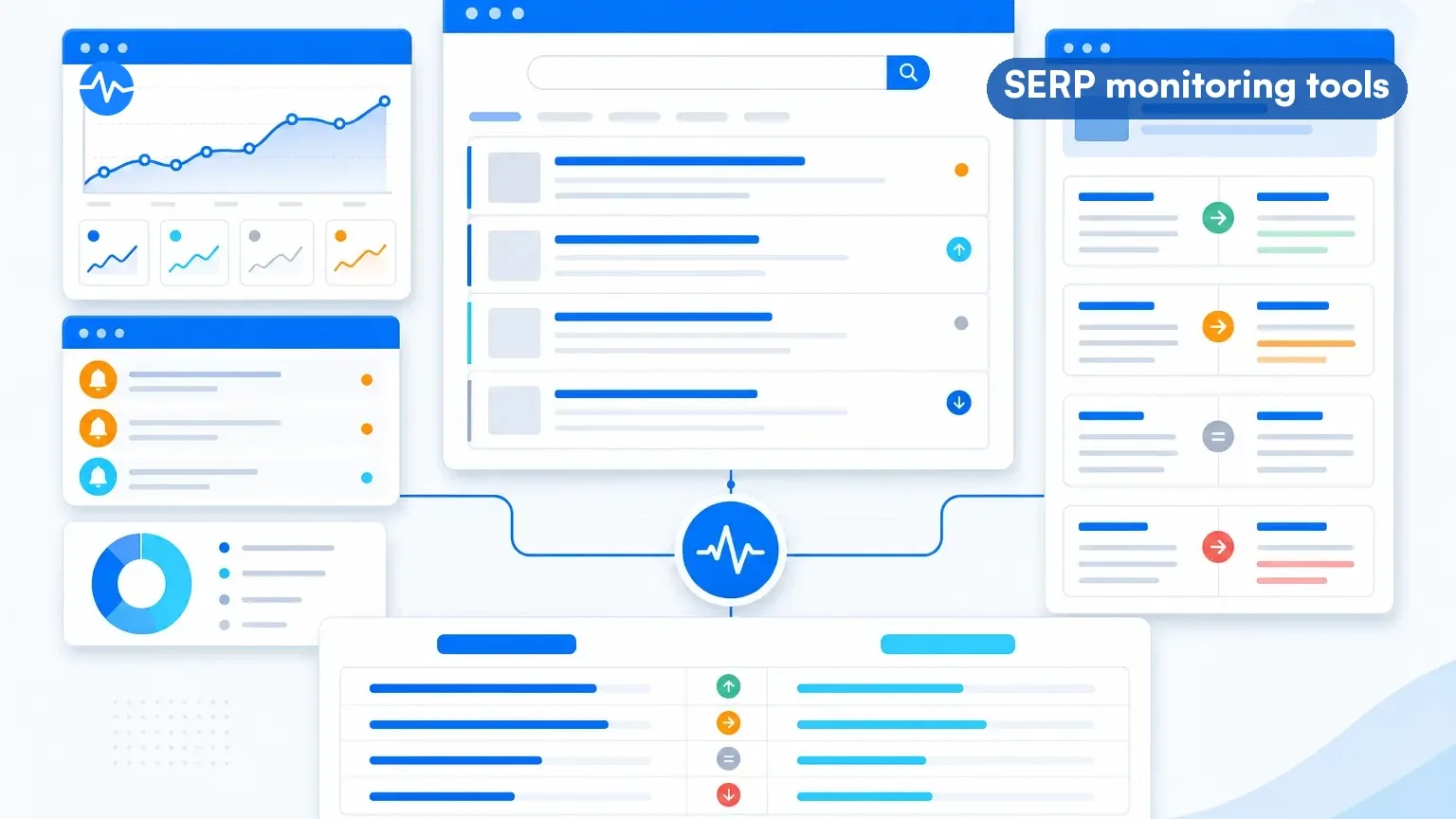 Dashboard showing AI Overview tracking and SERP monitoring features