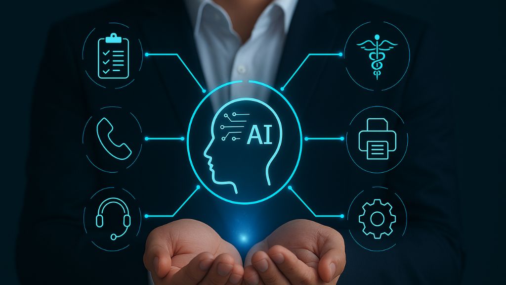 Key features of ambient AI medical scribes including voice recognition and EMR integration