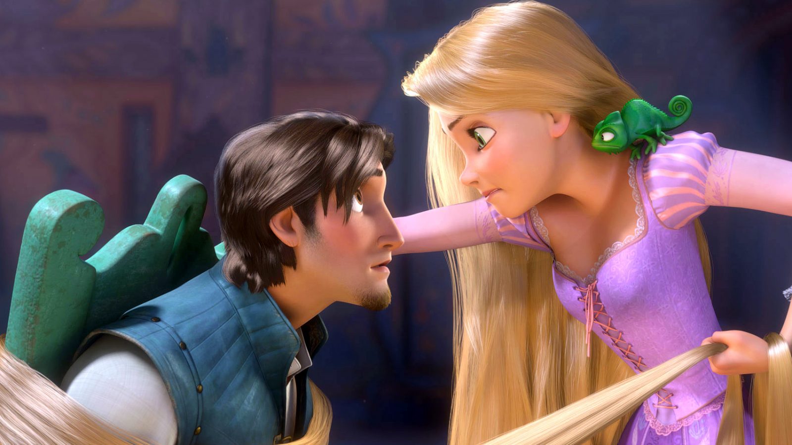 Rapunzel and Flynn Rider in the lantern scene from Tangled