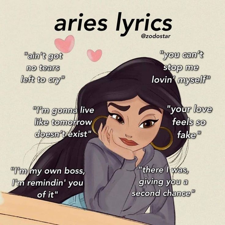 Aries zodiac sign lyrics and aesthetic themes