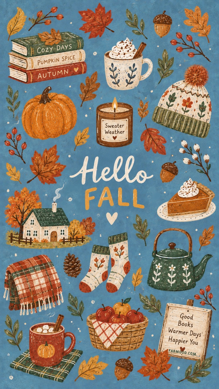 Cute fall pattern aesthetic wallpaper for mobile