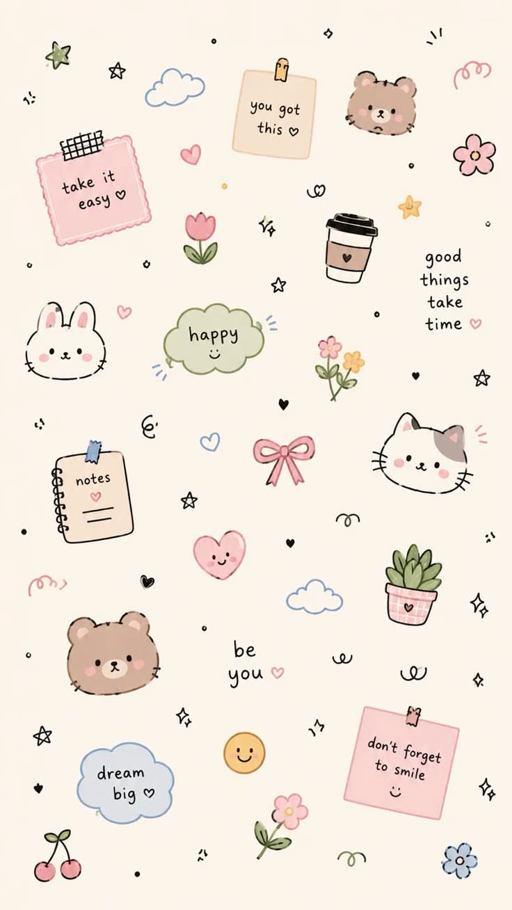 Cute Wallpapers HD for iPhone featuring Kawaii characters