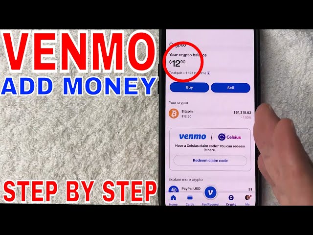 Tutorial showing how to add money to Venmo app interface