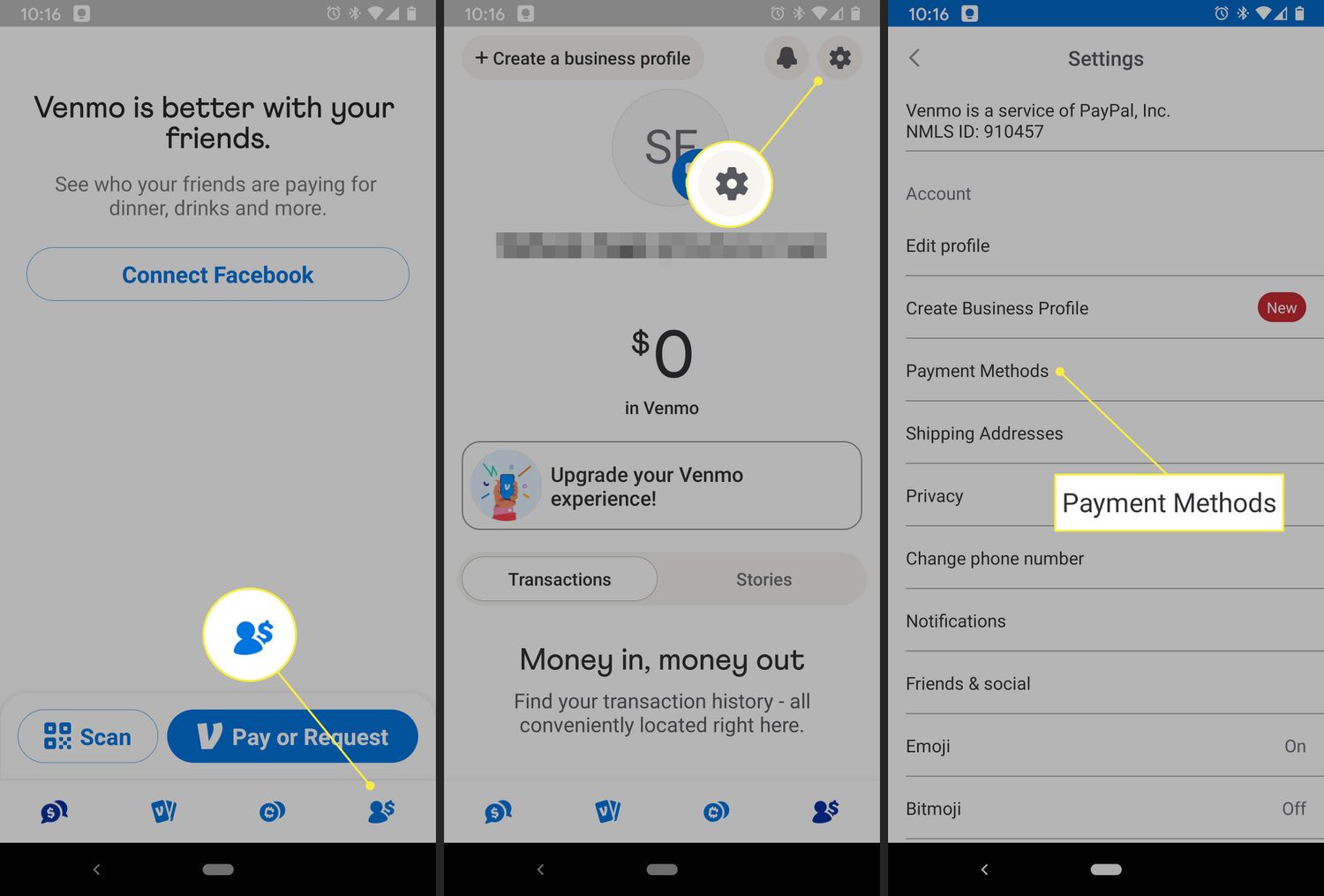 Screenshot of the Add Money screen in Venmo