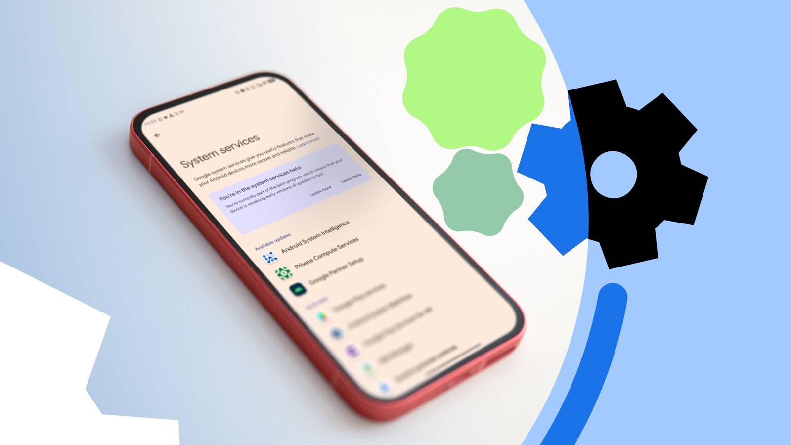 Android system services update screen with icons
