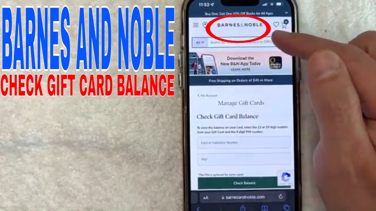 Visual guide showing the back of a Barnes and Noble gift card with card number and PIN location