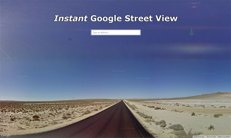 Interface of Instant Street View showing a 360-degree street image