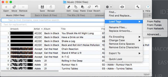 Mp3tag for Mac interface showing batch editing features