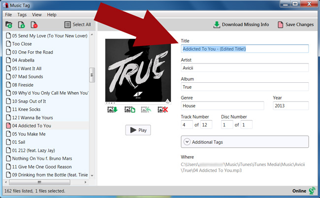Music Tag identification process showing AcoustID matching