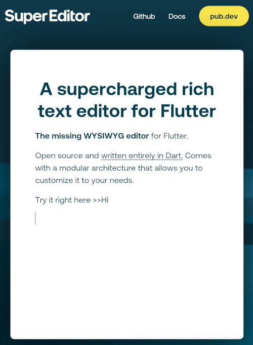 Super Editor package showing block-based document editing