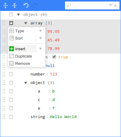 Classic JSON Editor Tree View Interface