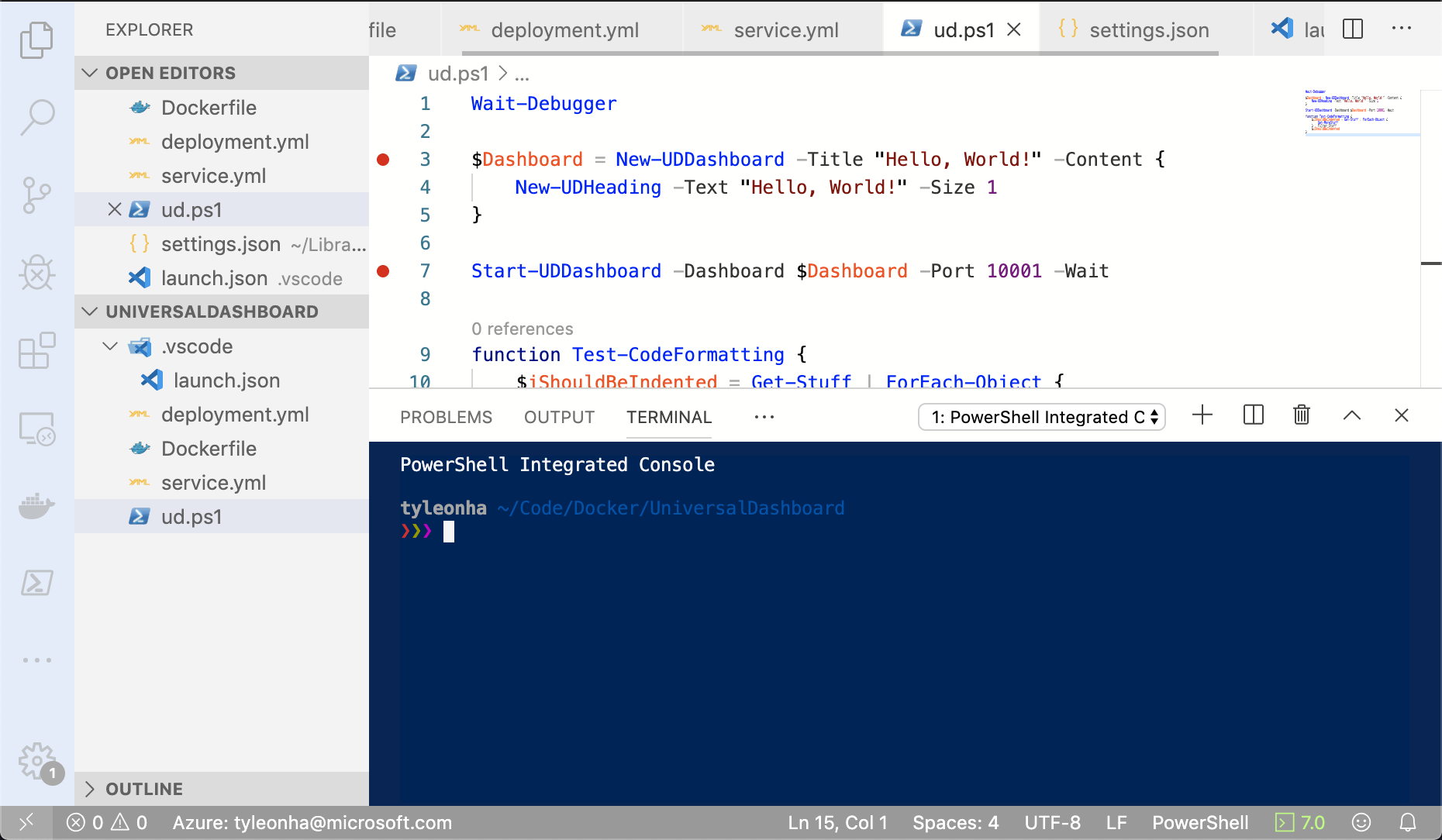 Diagram showing PowerShell Editor Services connecting different editors to the PowerShell engine